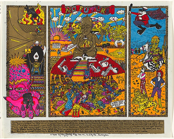 Artist: b'Zoates, Toby.' | Title: b'No future ... A-yers Rock nuclear waste dump.' | Date: 1980 | Technique: b'screenprint, printed in colour, from five stencils'