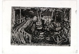 Artist: b'MACQUEEN, Mary' | Title: b'San Remo jetty' | Date: c.1959 | Technique: b'open etch and lithographic crayon resist, printed in black ink, from one plate' | Copyright: b'Courtesy Paulette Calhoun, for the estate of Mary Macqueen'