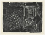 Artist: b'Wickham, Stephen.' | Title: b'not titled [rectangles with criss-cross]' | Date: 1986 | Technique: b'lithograph, printed with black ink, from one stone' | Copyright: b'Stephen Wickham is represented by Australian Galleries Works on paper Sydney & Stephen McLaughlan Gallery, Melbourne'