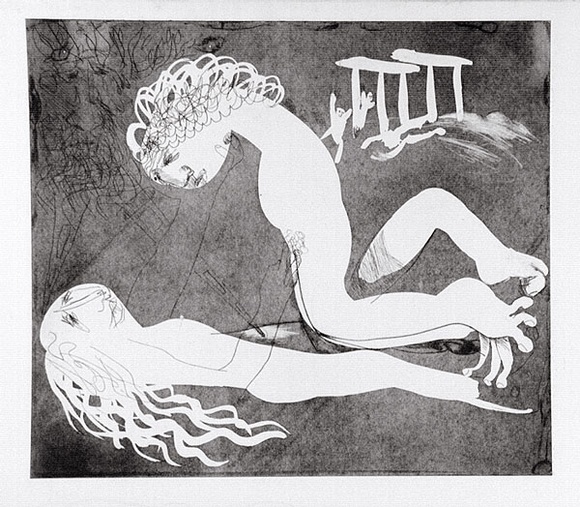 Artist: b'BOYD, Arthur' | Title: b'Myrrhine and Kinesias. Variant of no. 16.' | Date: (1970) | Technique: b'etching and aquatint, printed in black ink, from one plate' | Copyright: b'Reproduced with permission of Bundanon Trust'