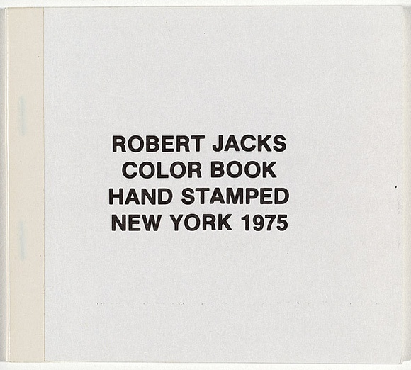 Artist: b'JACKS, Robert' | Title: b'Colour book hand stamped New York 1975' | Date: 1975 | Technique: b'rubber stamps; white pressure sensitive tape'