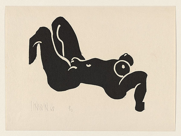 Title: b'not titled [reclining nude]' | Date: 1968 | Technique: b'woodcut, printed in black ink, from one masonite block'