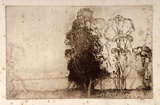 Artist: b'LONG, Sydney' | Title: b'Landscape, Gosford' | Date: 1928, before | Technique: b'line-etching, printed in brown ink from one copper plate' | Copyright: b'Reproduced with the kind permission of the Ophthalmic Research Institute of Australia'