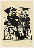 Artist: AMOR, Rick | Title: (Three figures). | Date: 1968 | Technique: woodcut, printed in black ink, from one block | Copyright: Image reproduced courtesy the artist and Niagara Galleries, Melbourne