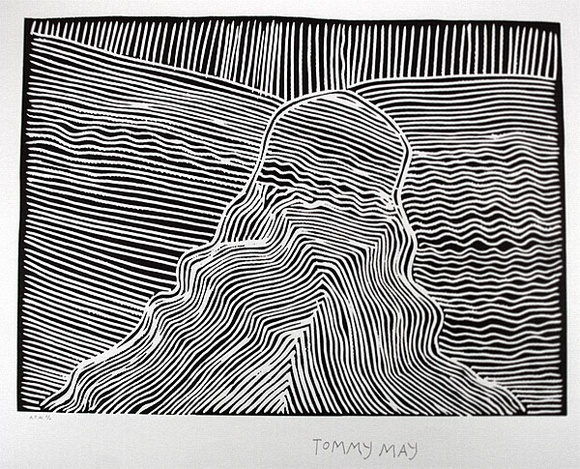 Artist: b'NGARRAIJA, Tommy May' | Title: b'Yungkurja' | Date: 1999, October | Technique: b'linocut, printed in black ink, from one block'