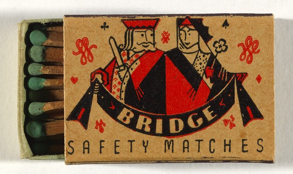 Title: b'Bridge: matchbox.' | Date: 1930s | Technique: b'lithograph, printed in colour, from multiple plates' | Copyright: b'\xc2\xa9 A.M. Annand'