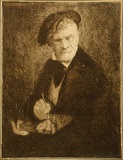Artist: b'SHIRLOW, John' | Title: b'Self-portrait' | Date: 1930 | Technique: b'etching, printed in brown ink with plate-tone, from one copper plate'