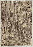 Artist: Crawford, Marian. | Title: City north | Date: 1996, October | Technique: lithograph, printed in brown ink, from one stone; cream tint