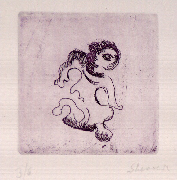 Artist: b'SHEARER, Mitzi' | Title: b'Indian dancer' | Date: 1982 | Technique: b'etching, printed in claret with plate-tone, from one  plate'