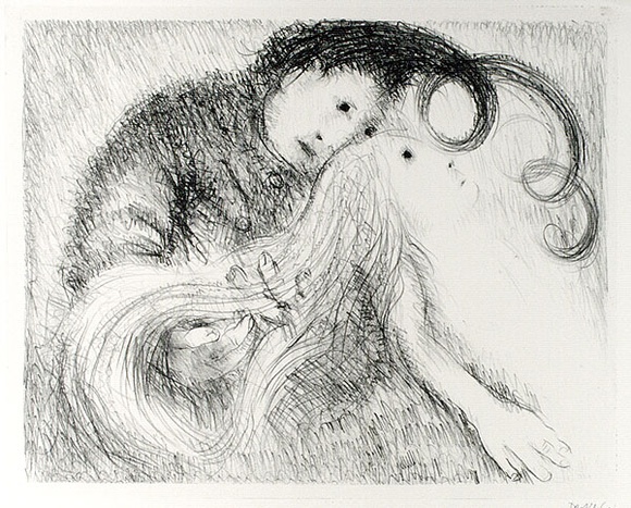 Artist: b'BOYD, Arthur' | Title: bSt Francis holding St Clare's hair. | Date: (1965) | Technique: b'lithograph, printed in black ink, from one plate' | Copyright: b'Reproduced with permission of Bundanon Trust'