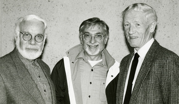 Artist: Heath, Gregory. | Title: Portrait of Udo Sellbach, Earl Backen and Tate Adams, speakers at the 2nd Australian Print Symposium, Canberra: National Gallery of Australia, 1992 | Date: 1989