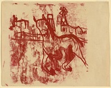 Artist: Nolan, Sidney. | Title: Horse and windmill | Date: c.1946 | Technique: transfer drawing