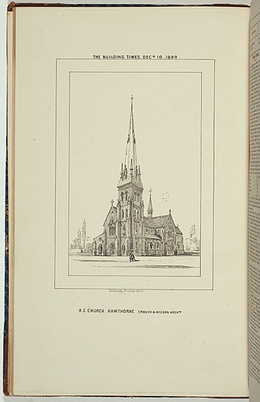 Title: b'R.C. Church, Hawthorne.' | Date: 1869 | Technique: b'lithograph, printed in black ink, from one stone'