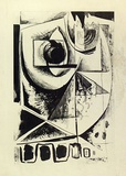 Artist: b'French, Len.' | Title: b'(Abstract).' | Date: (1955) | Technique: b'lithograph, printed in black ink, from one plate' | Copyright: b'\xc2\xa9 Leonard French. Licensed by VISCOPY, Australia'