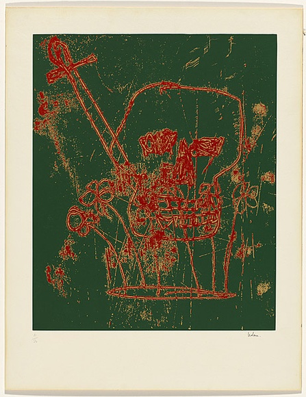 Artist: b'Nolan, Sidney.' | Title: b'Skull with crosses' | Date: 1966 | Technique: b'screenprint, printed in colour, from three stencils'