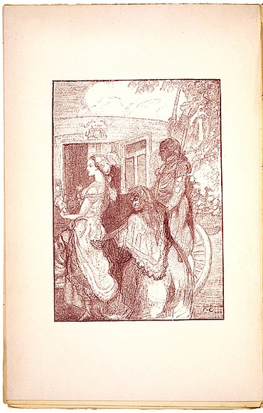 Artist: b'Conder, Charles.' | Title: b'Paquita is driven home' | Date: 1895 | Technique: b'wood-engraving, printed in sepia, from one block'