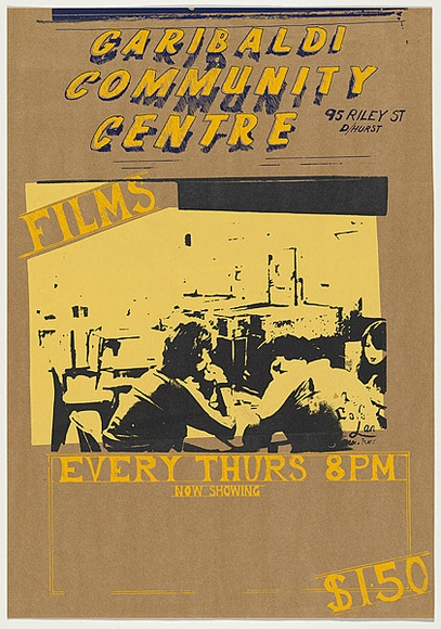 Artist: b'UNKNOWN' | Title: b'<p>Garibaldi Community Centre films</p>' | Date: 1978 | Technique: b'screenprint, printed in colour, from three stencils'