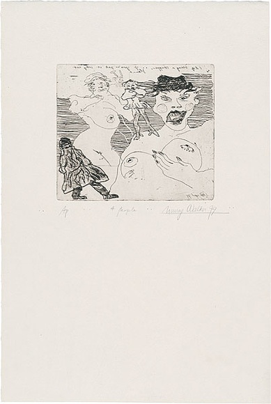 Artist: b'WALKER, Murray' | Title: b'Four people.' | Date: 1979 | Technique: b'etching, printed in black ink, from one plate'