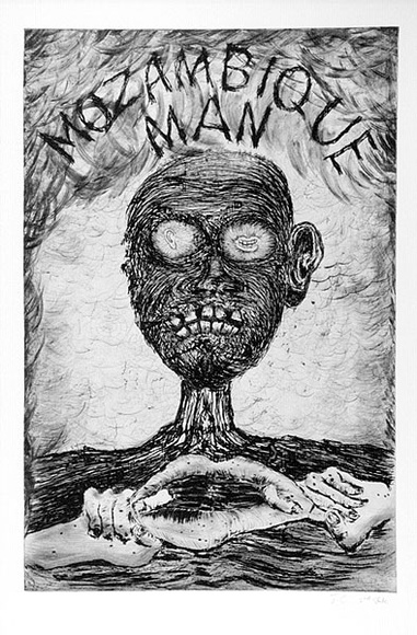 Artist: b'COLEING, Tony' | Title: b'Mozambique man.' | Date: 1988-1989 | Technique: b'etching, printed in black ink, from one plate'