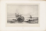 Artist: b'Le Breton, Louis.' | Title: b'Echouage des corvettes dans le Canal Mauvais, Detroit de Torres [The grounding of the corvettes in the Canal Mauvais, Torres Strait]' | Date: 1846 | Technique: b'lithograph, printed in black ink, from one stone'