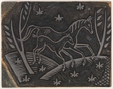 Artist: Rees, Ann Gillmore. | Title: Fabric design (horse and foal) | Date: c.1942 | Technique: engraved linoblock mounted on plywood