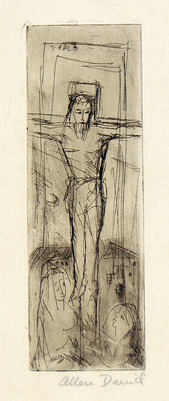 Artist: b'David, Allen.' | Title: b'(Crucifixion).' | Date: (1955) | Technique: b'etching, printed in brown ink with plate-tone, from one plate'