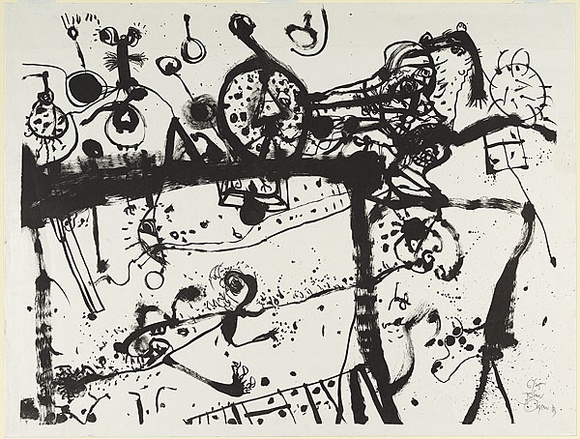 Artist: b'Olsen, John.' | Title: b'Cat kitchen.' | Date: 1973 | Technique: b'lithograph, printed in black ink, from one stone' | Copyright: b'\xc2\xa9 John Olsen. Licensed by VISCOPY, Australia'