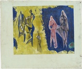 Artist: b'Gould, Strom.' | Title: b'not titled' | Date: c.1960 | Technique: b'etching, deep etch printed intaglio and relief in colour from two plates'