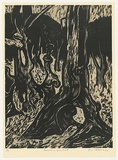 Artist: AMOR, Rick | Title: Forest in Somerset. | Date: 1990 | Technique: woodcut, printed in black and grey ink, from two blocks