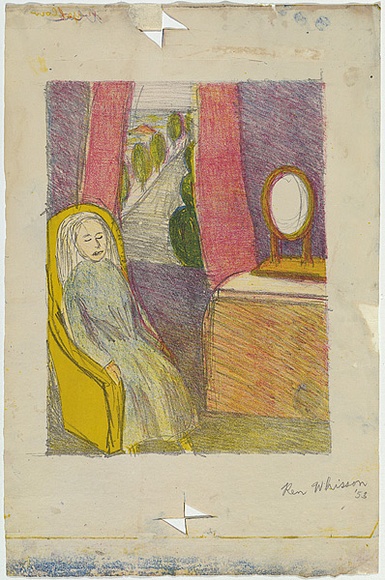 Artist: b'Whisson, Ken.' | Title: b'Girl and mirror' | Date: 1953 | Technique: b'lithograph, printed in colour, from multiple zinc plates'