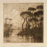 Artist: Mather, John. | Title: (Gippsland Lakes) | Date: 1903, June | Technique: etching, printed in brown ink with plate-tone, from one copper plate