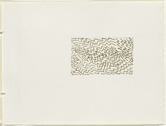 Artist: b'JACKS, Robert' | Title: b'not titled [abstract linear composition]. [leaf 9 : recto].' | Date: 1978 | Technique: b'etching, printed in black ink, from one plate'