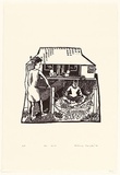 Artist: Carrington, Berenice. | Title: The visit | Date: 1991 | Technique: linocut, printed in black ink, from one block