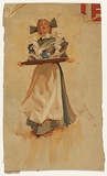 Artist: b'Leist, Fred.' | Title: b'Advertisement: Maid with tea tray' | Date: 1898 | Technique: b'lithograph, printed in colour, from multiple stones'