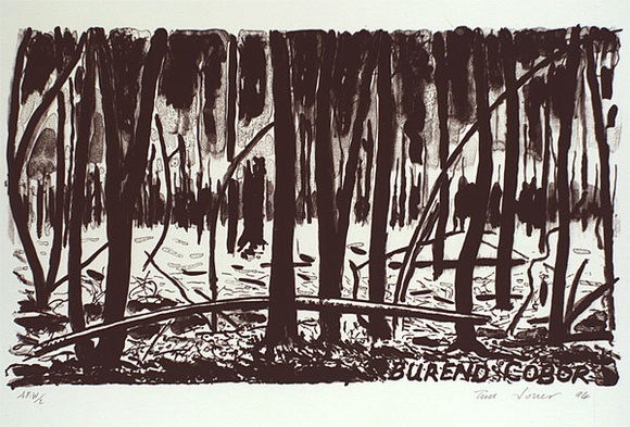 Artist: b'Jones, Tim.' | Title: b'Burend cobor' | Date: 1994 | Technique: b'lithograph, printed in dark brown ink, from one stone'