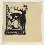 Artist: b'Blackburn, Vera.' | Title: b'Bookplate: J Maxwell.' | Date: c.1934 | Technique: b'linocut, printed in black ink, from one block' | Copyright: b'\xc2\xa9 Vera Blackburn'