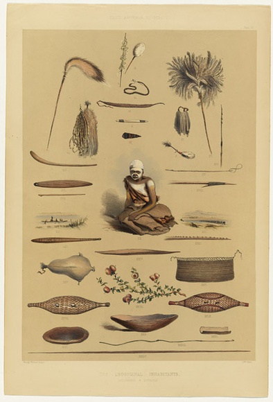 Artist: b'Angas, George French.' | Title: b'The Aboriginal inhabitants [5].' | Date: 1846-47 | Technique: b'lithograph, printed in colour, from multiple stones; varnish highlights by brush'