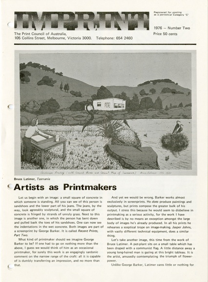 Artist: b'PRINT COUNCIL OF AUSTRALIA' | Title: b'Periodical | Imprint. Melbourne: Print Council of Australia, vol. 11, no. 2,  1976' | Date: 1976