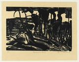 Artist: AMOR, Rick | Title: Perceval's Hill. | Date: 1990 | Technique: woodcut, printed in black ink, from one block