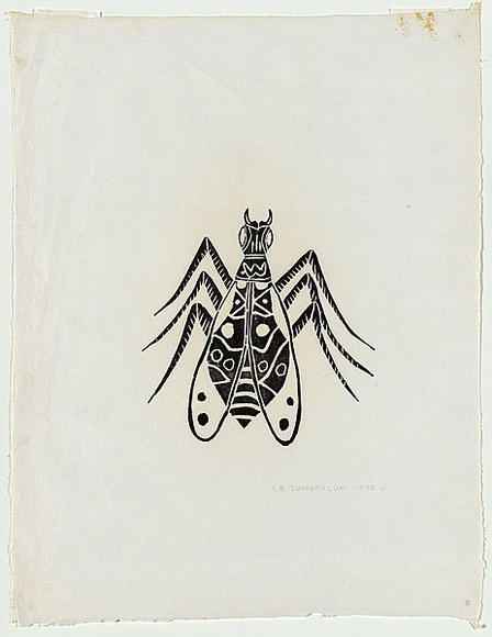 Artist: TUNGUTALUM, Bede | Title: (Insect) | Date: 1970 | Technique: woodcut, printed in black ink, from one block | Copyright: © Bede Tungutalum, Licensed by VISCOPY, Australia