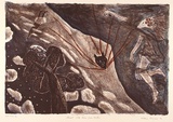 Artist: b'Robinson, William.' | Title: b'Sunset with diver and bathers' | Date: 1990 | Technique: b'lithograph, printed in colour, from four stones'