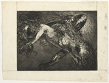 Artist: b'BOYD, Arthur' | Title: b'Double figure with shark head (from Elektra backdrop).' | Date: (1962-63) | Technique: b'etching and aquatint, printed in black ink, from one plate' | Copyright: b'Reproduced with permission of Bundanon Trust'