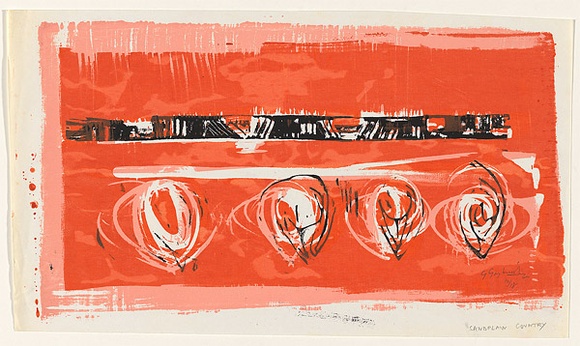 Artist: b'Grey-Smith, Guy' | Title: b'Sandplain country' | Date: 1964 | Technique: b'screenprint, printed in colour, from three stencils'