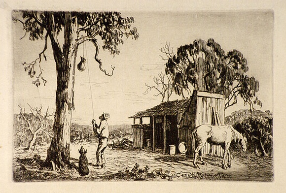 Artist: b'LINDSAY, Lionel' | Title: b'The bush safe' | Date: 1925 | Technique: b'etching, printed in black ink, from one plate' | Copyright: b'Courtesy of the National Library of Australia'