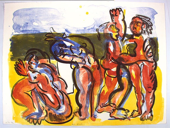 Artist: b'Furlonger, Joe.' | Title: b'Red bathers' | Date: 1989, November | Technique: b'lithograph, printed in coliur, from multiple stones'