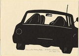 Artist: b'Thake, Eric.' | Title: b'Greeting card: Christmas (Nuns on the Geelong Road ... Oil Sheiks to Bahrein?)' | Date: 1969 | Technique: b'linocut, printed in black ink, from one block'