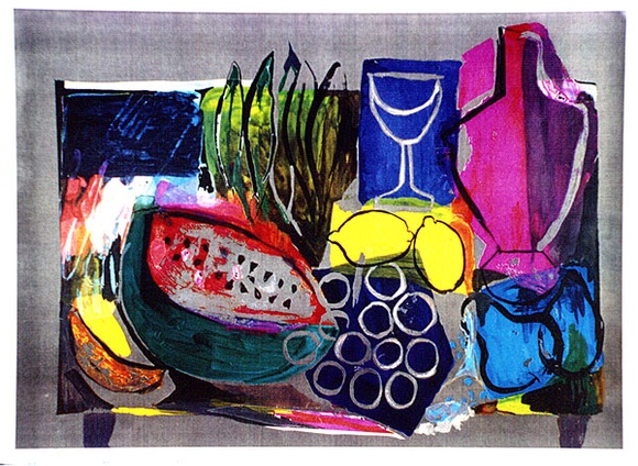 Artist: b'Brash, Barbara.' | Title: b'Still life with fruit.' | Date: 1991 | Technique: b'colour laser print'