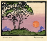 Artist: Flexmore, John. | Title: Winter sun. | Date: c.1930 | Technique: linocut, printed in colour in the Japanese manner, from multiple blocks