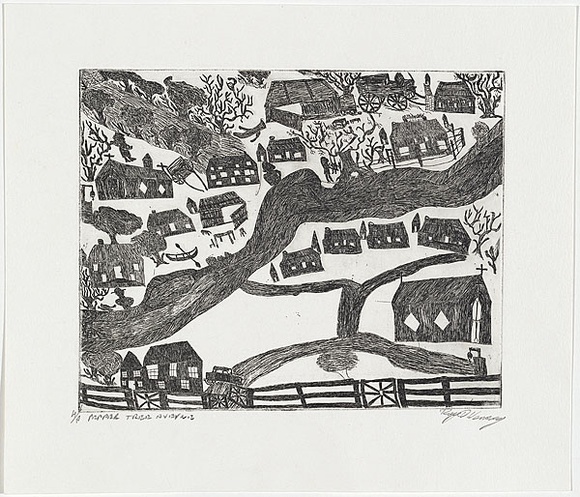 Artist: b'Kennedy, Roy.' | Title: b'Pepper tree avenue' | Date: c.2001 | Technique: b'etching, printed in black ink, from one plate'
