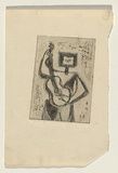 Title: b'not titled [figure playing guitar]' | Technique: b'etching, printed in black ink, from one plate; graphite pencil additions'